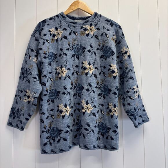 Spunky Sweaters - Vintage Spunky Womens Grannycore Floral Cozy Sweater Size M/L Hipster Classic